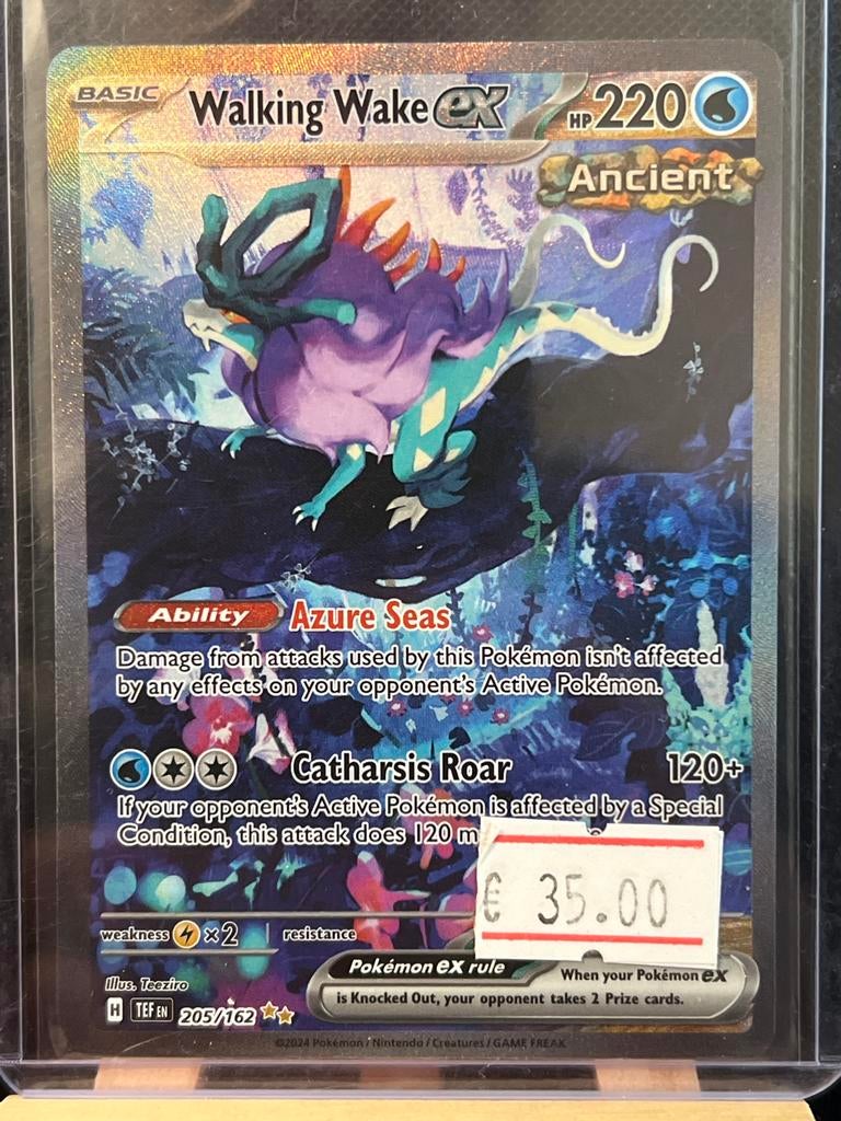 Pokémon TCG: Walking Wake ex (Ancient) 205/162 TEF EN, Ophalen of Verzenden, Zo goed als nieuw, Losse kaart, Foil