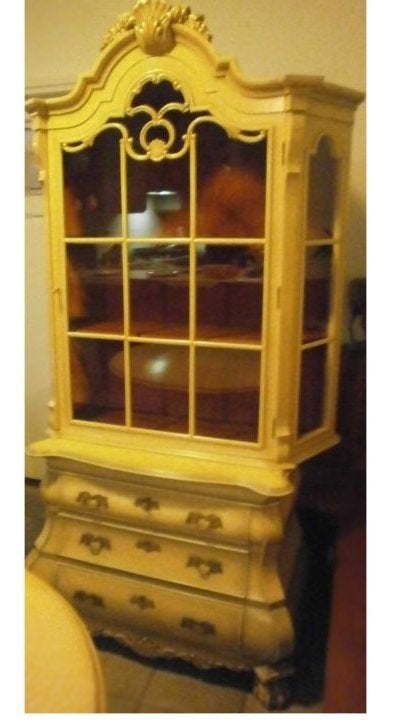 Barok vitrinekast buikkast craquelé brocante, Antiek en Kunst, Antiek | Meubels | Kasten, Ophalen