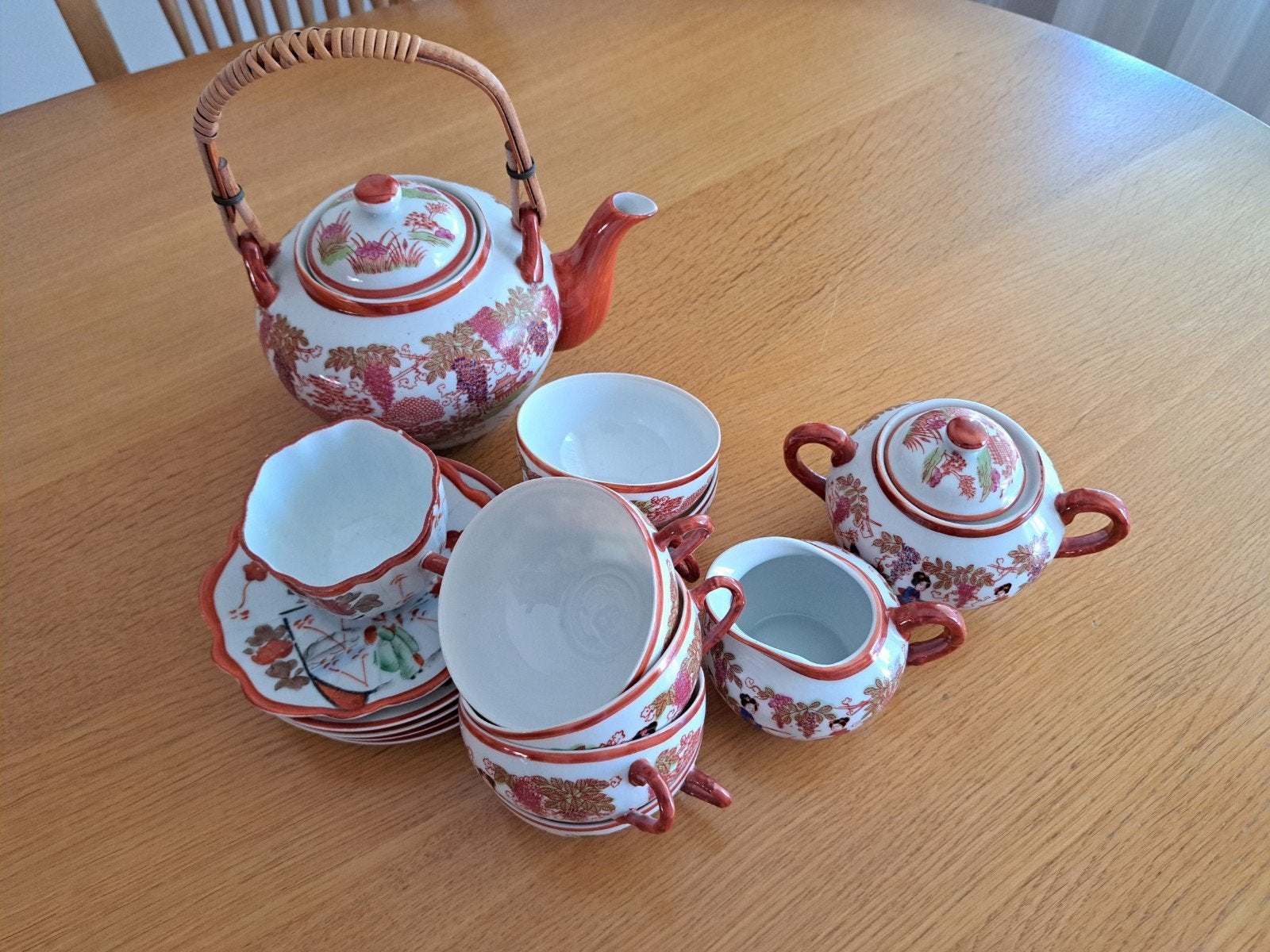 Vintage Japans theeservies met druivenmotief, Ophalen of Verzenden