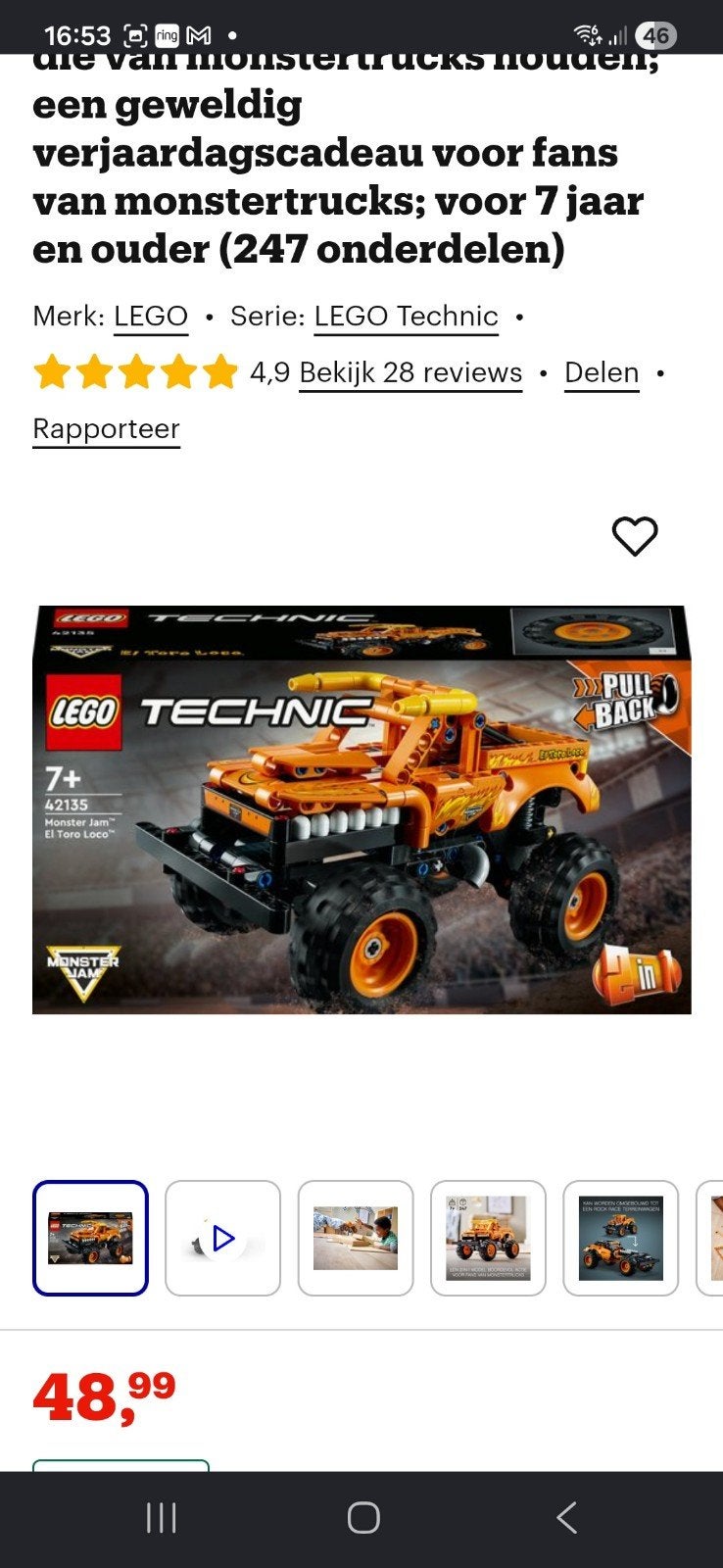 LEGO Technic Monster Jam El Toro Loco 42135, Ophalen, Nieuw