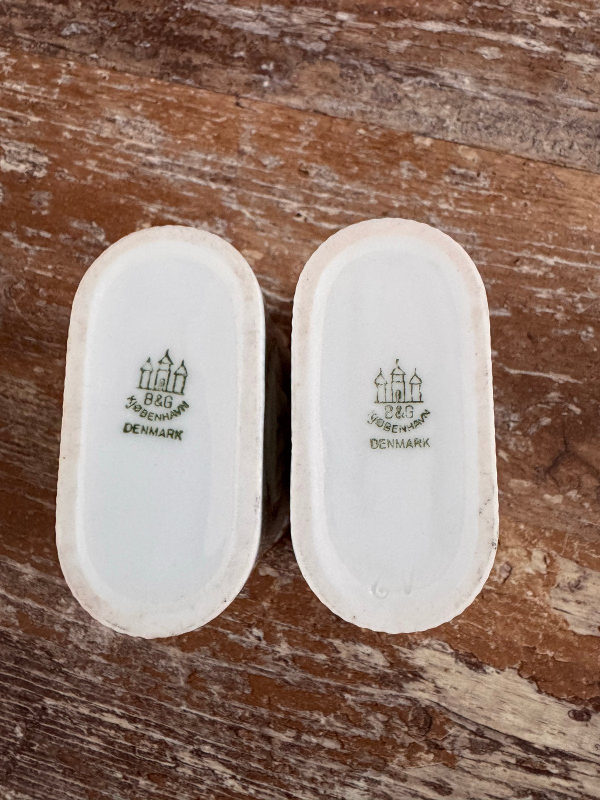 Set van 2 antieke B&G Copenhagen porseleinen zoutvaatjes, Antiek en Kunst, Ophalen of Verzenden