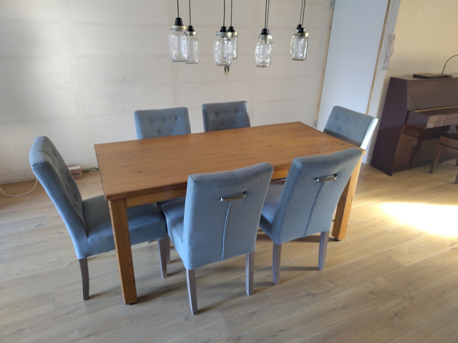 Eikenhouten eettafel met 6 stoelen, Huis en Inrichting, Ophalen, Gebruikt, Modern landelijk, 50 tot 100 cm