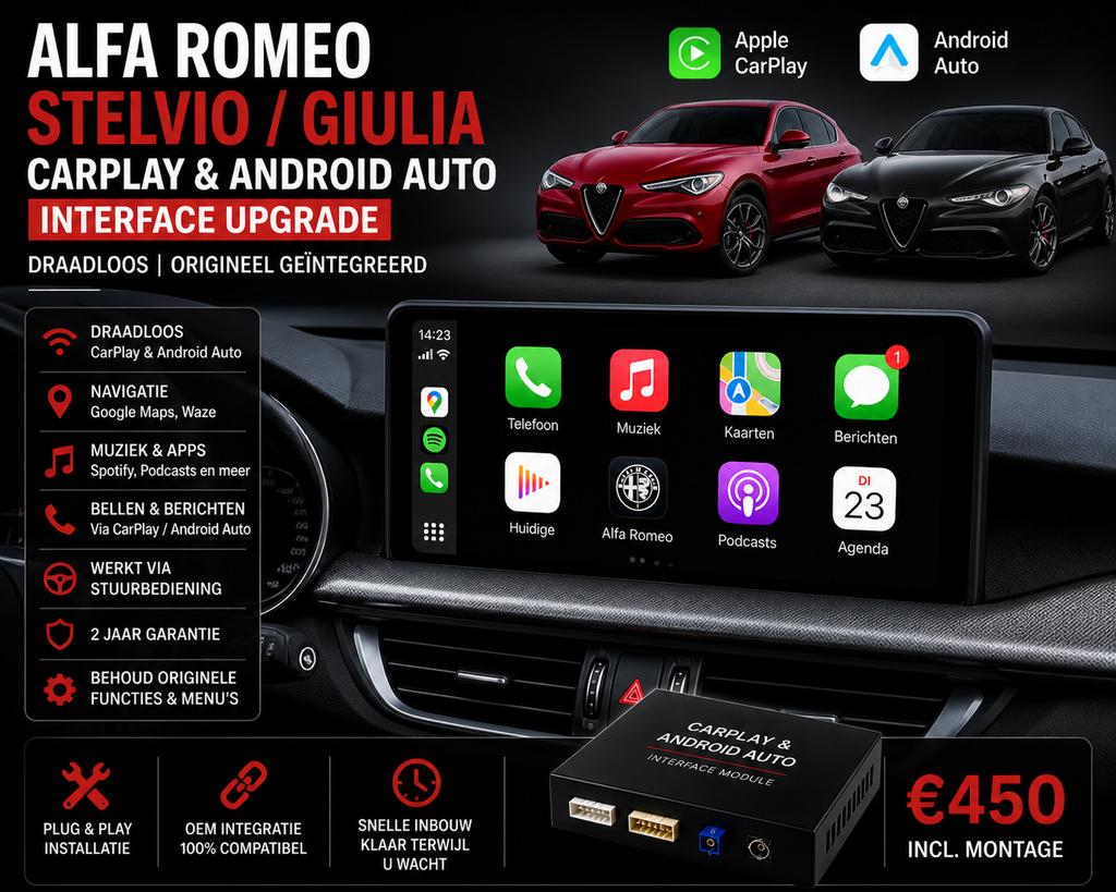 Alfa Romeo Stelvio Giulia CarPlay Android Auto Interface, Ophalen, Zo goed als nieuw
