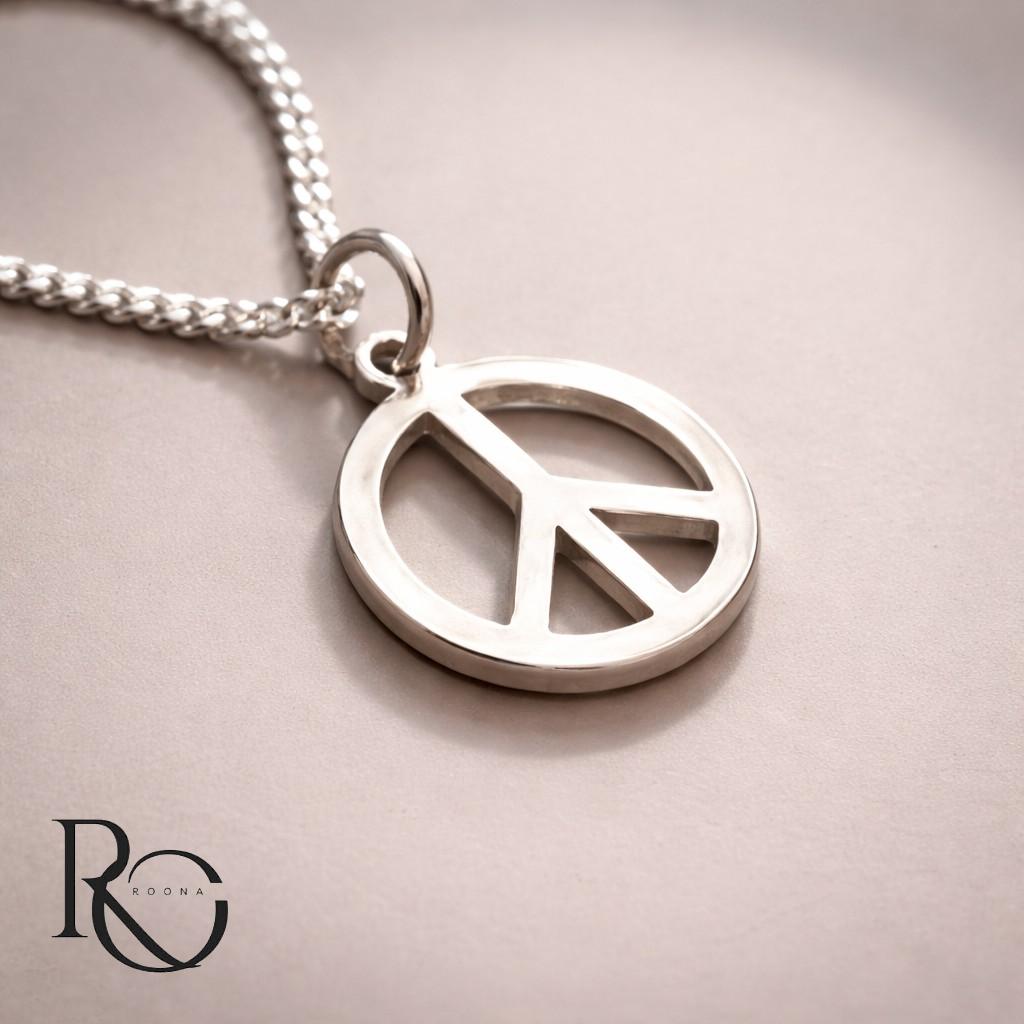 Zilveren Peace Hanger 925 – incl. ketting (45cm), Nieuw, Ophalen of Verzenden, Kruis of Symbool, Zilver