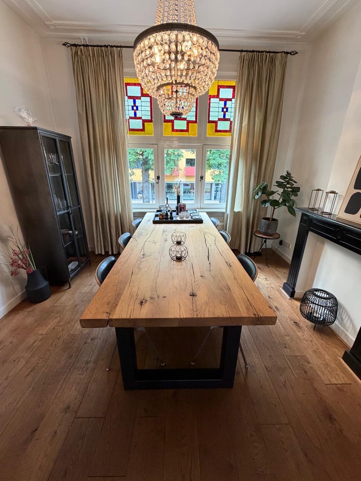 Stoere eikenhouten tafel!, Huis en Inrichting, Ophalen, Rechthoekig, 75 cm of meer, 60 cm of meer