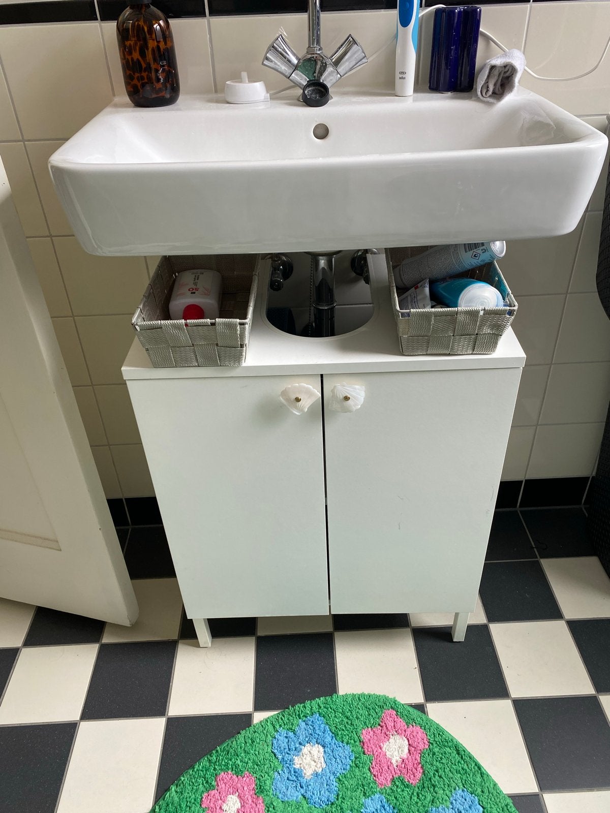Wastafelonderkast met gepersonaliseerde handvaten, Huis en Inrichting, Badkamer | Badkamermeubels, Minder dan 50 cm, Ophalen of Verzenden