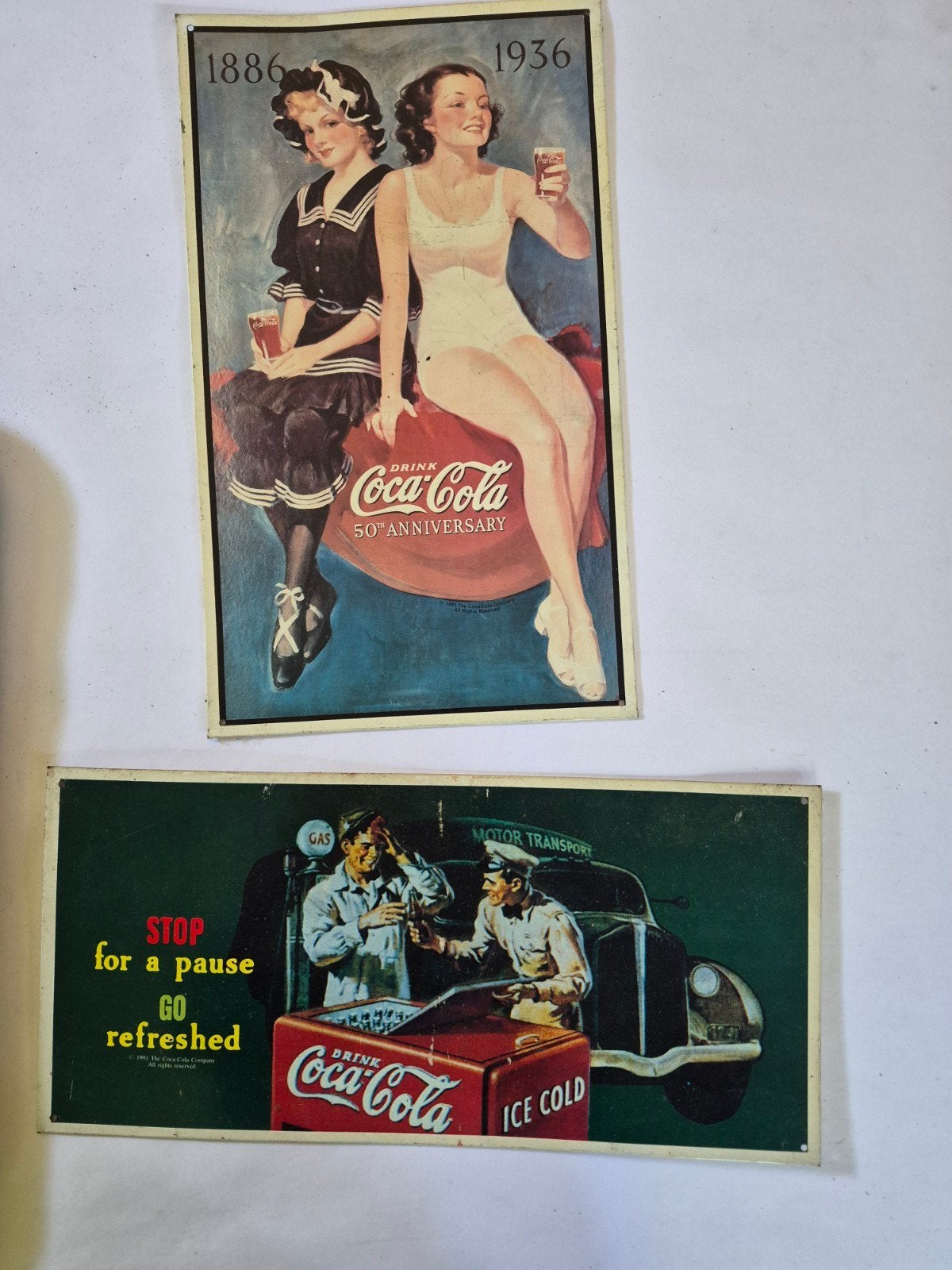 Vintage Coca-Cola Dienblad en Borden Set, Ophalen, Gebruikt