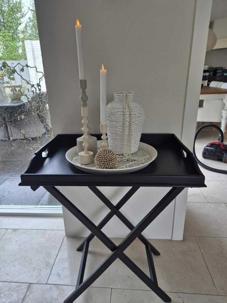 Zwarte Butler Tray - Dienbladtafel 67x47x70 cm, Ophalen, Modern, Klassiek, 55 tot 75 cm, Zo goed als nieuw