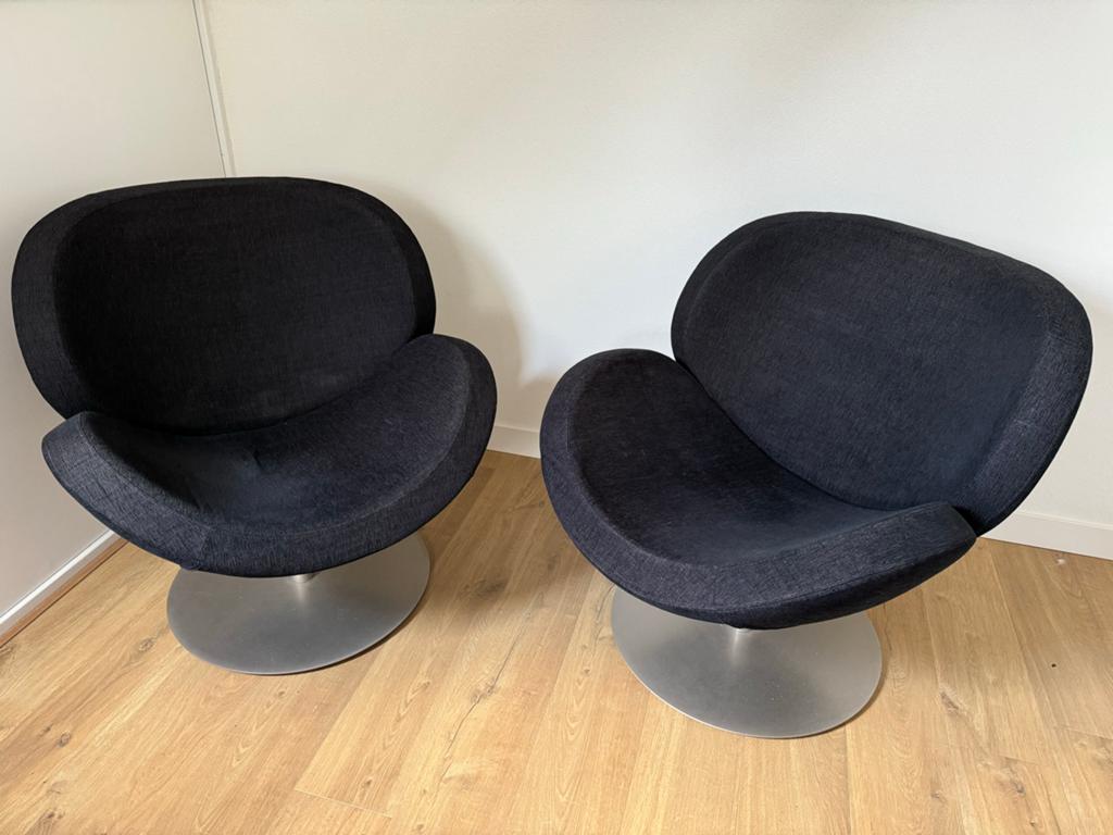 BoConcept Shelly stoelen met rvs draaiend onderstel, Ophalen, Twee, Zwart, Nieuw