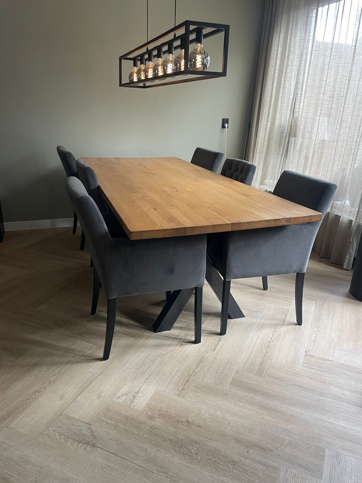 Grote eettafel met 6 stoelen, Ophalen, 200 cm of meer, 50 tot 100 cm, Zo goed als nieuw