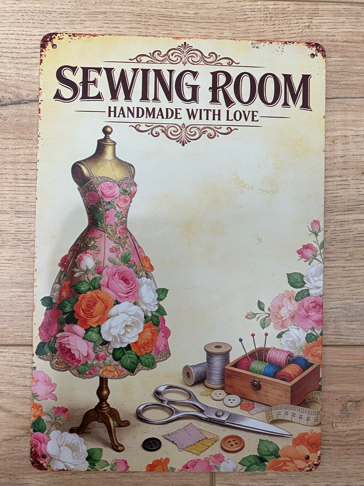 Decoratief bord 'Sewing Room' - Vintage stijl, Verzenden, Nieuw, Overige typen