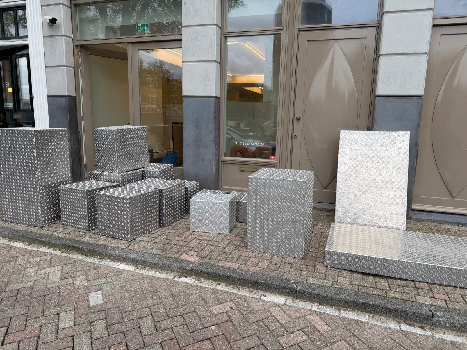 Set van 14 RVS presentatie blokken, Ophalen of Verzenden