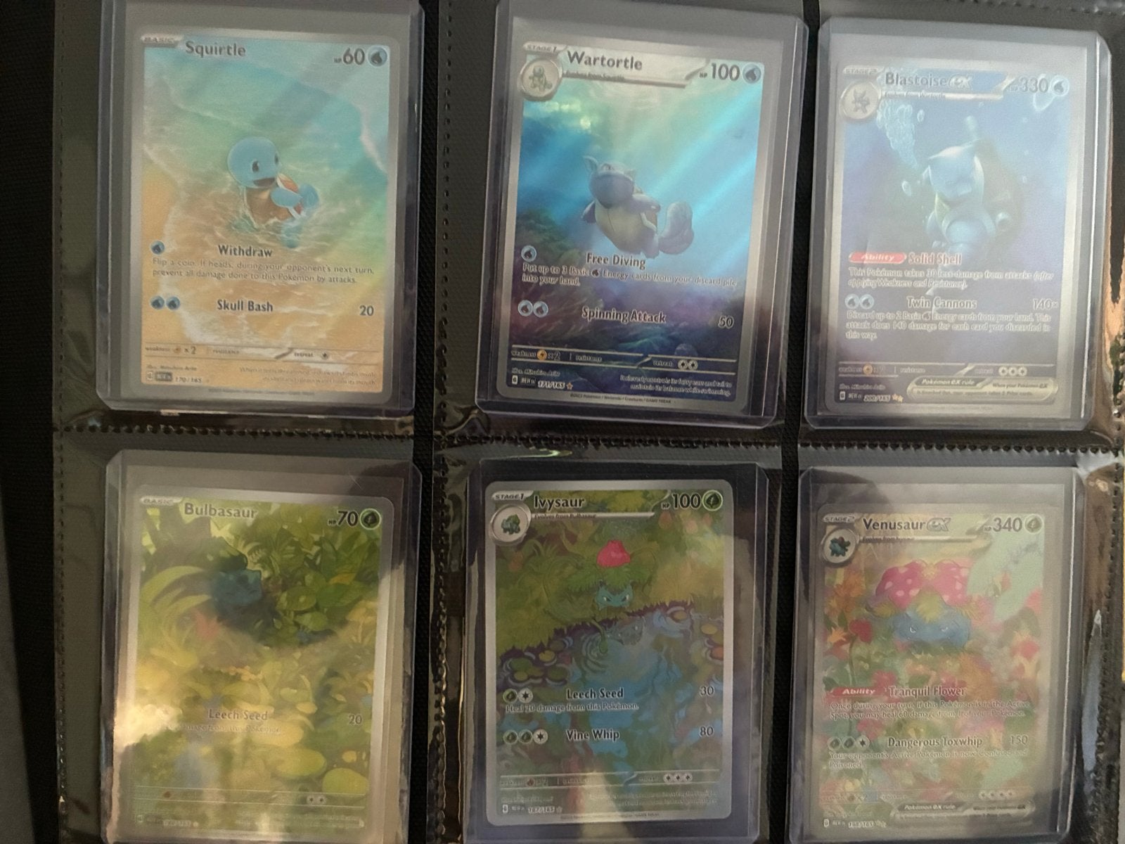 Pokémon kaarten: Squirtle, Wartortle, Blastoise, Bulbasaur,, Ophalen of Verzenden, Zo goed als nieuw, Meerdere kaarten, Foil