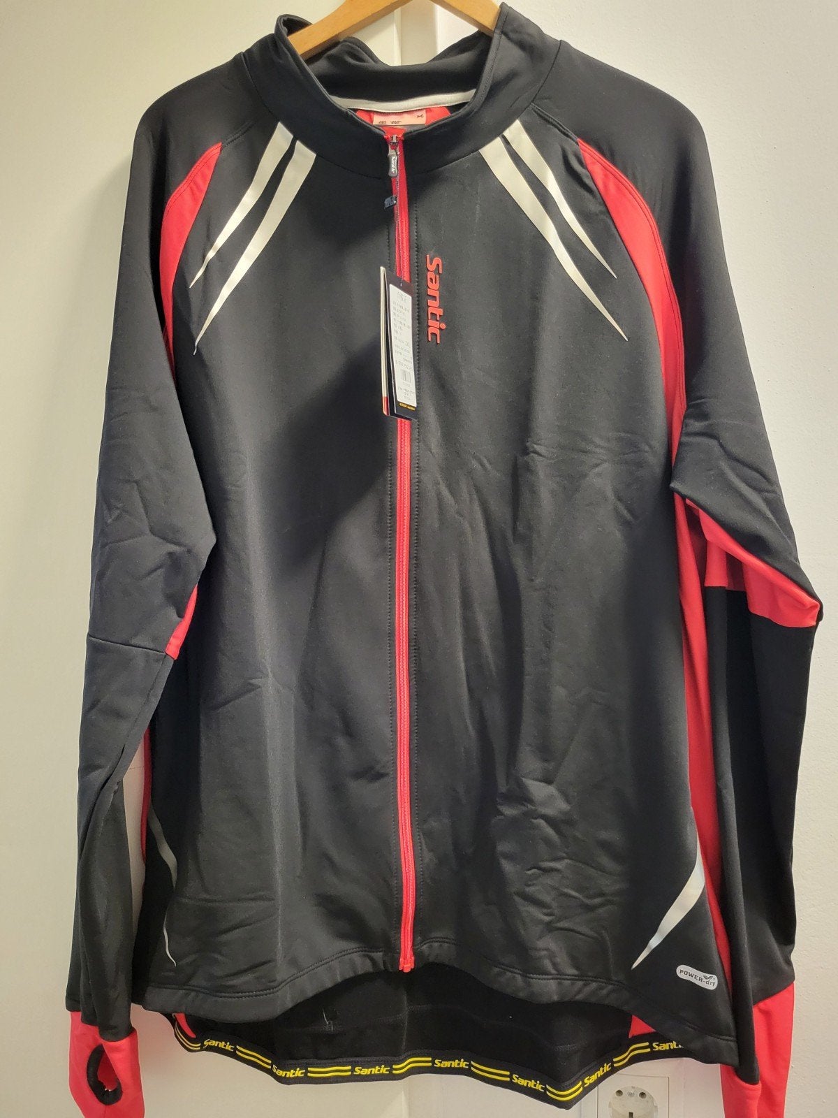 Santic Fietsjack Zwart Rood - Ademend & Winddicht, Santic, Nieuw, Ophalen of Verzenden, Bovenkleding