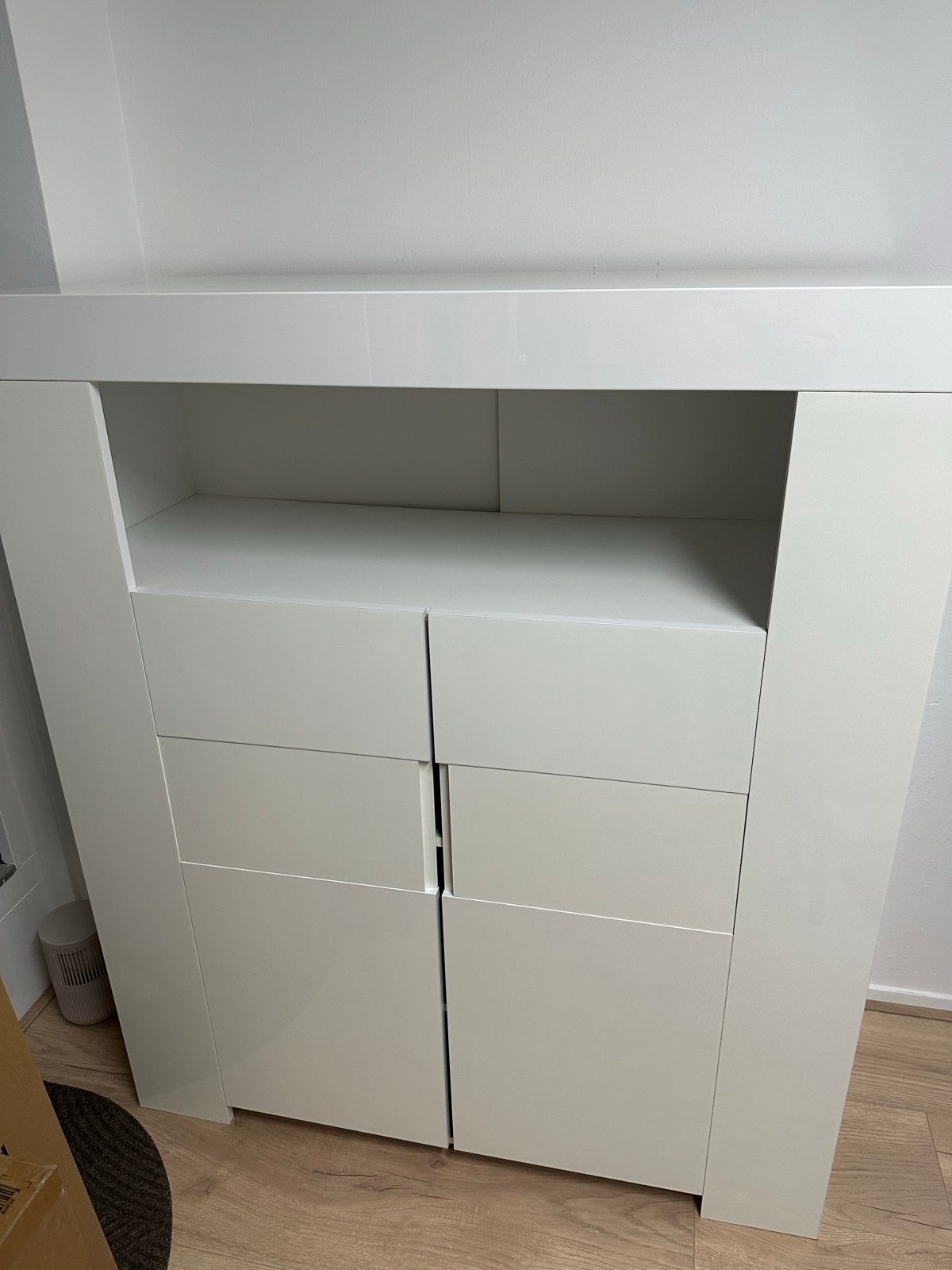 Buffetkast wit hoogglans, Ophalen, 100 tot 150 cm, 100 tot 150 cm, Modern