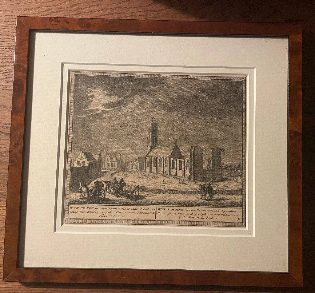Gravure Wyk op Zee in Noortkennemerlant (1765), Stadsgezicht, 29 cm, Ingelijst, Ophalen of Verzenden