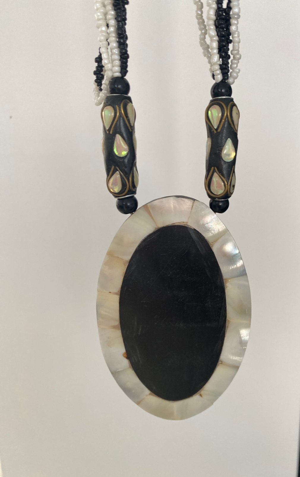 Vintage boho hippie stijl -parelmoer ketting, Ophalen of Verzenden, Zo goed als nieuw, Overige materialen