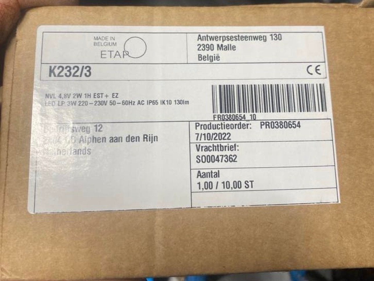 ETAP Noodverlichting K232/3 LED LP 3W - Nieuw in doos, Ophalen of Verzenden, Nieuw, Overige typen
