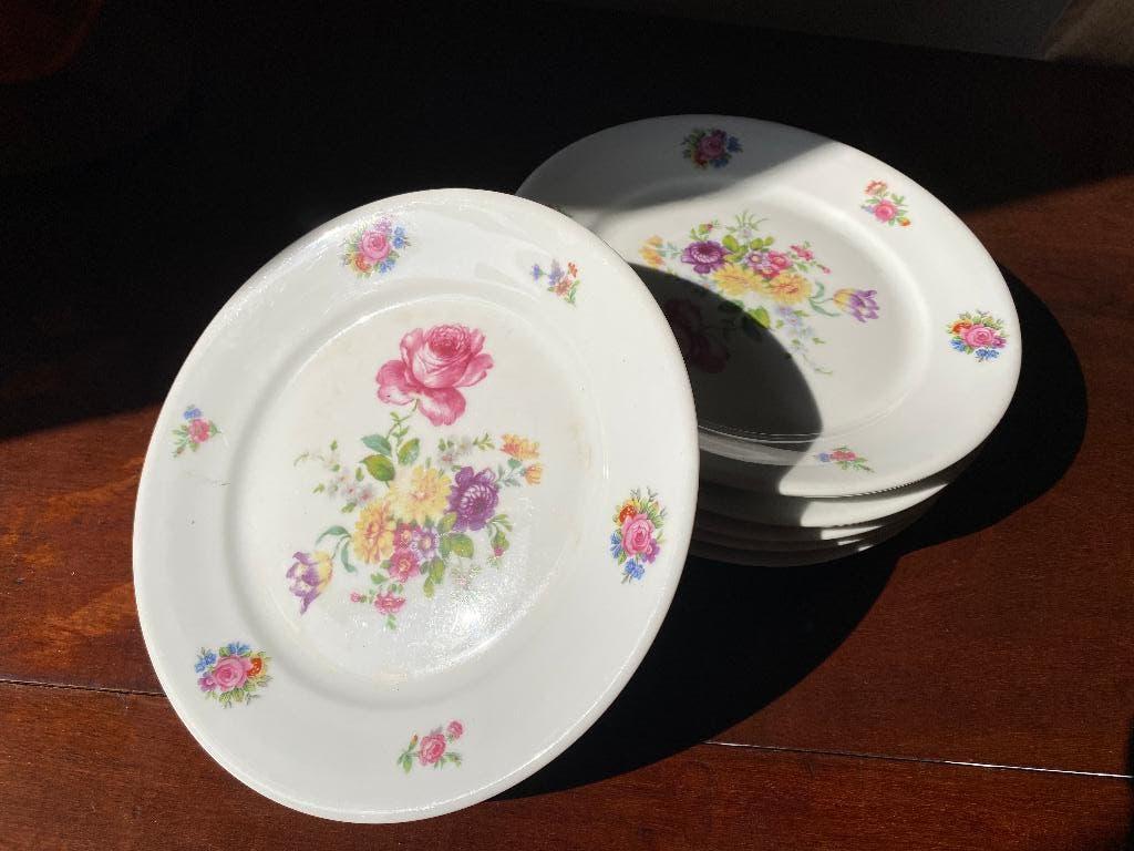 Brocante set van 6 Franse ontbijtborden - Tombeau Vaisselle, Antiek en Kunst, Curiosa en Brocante, Ophalen of Verzenden