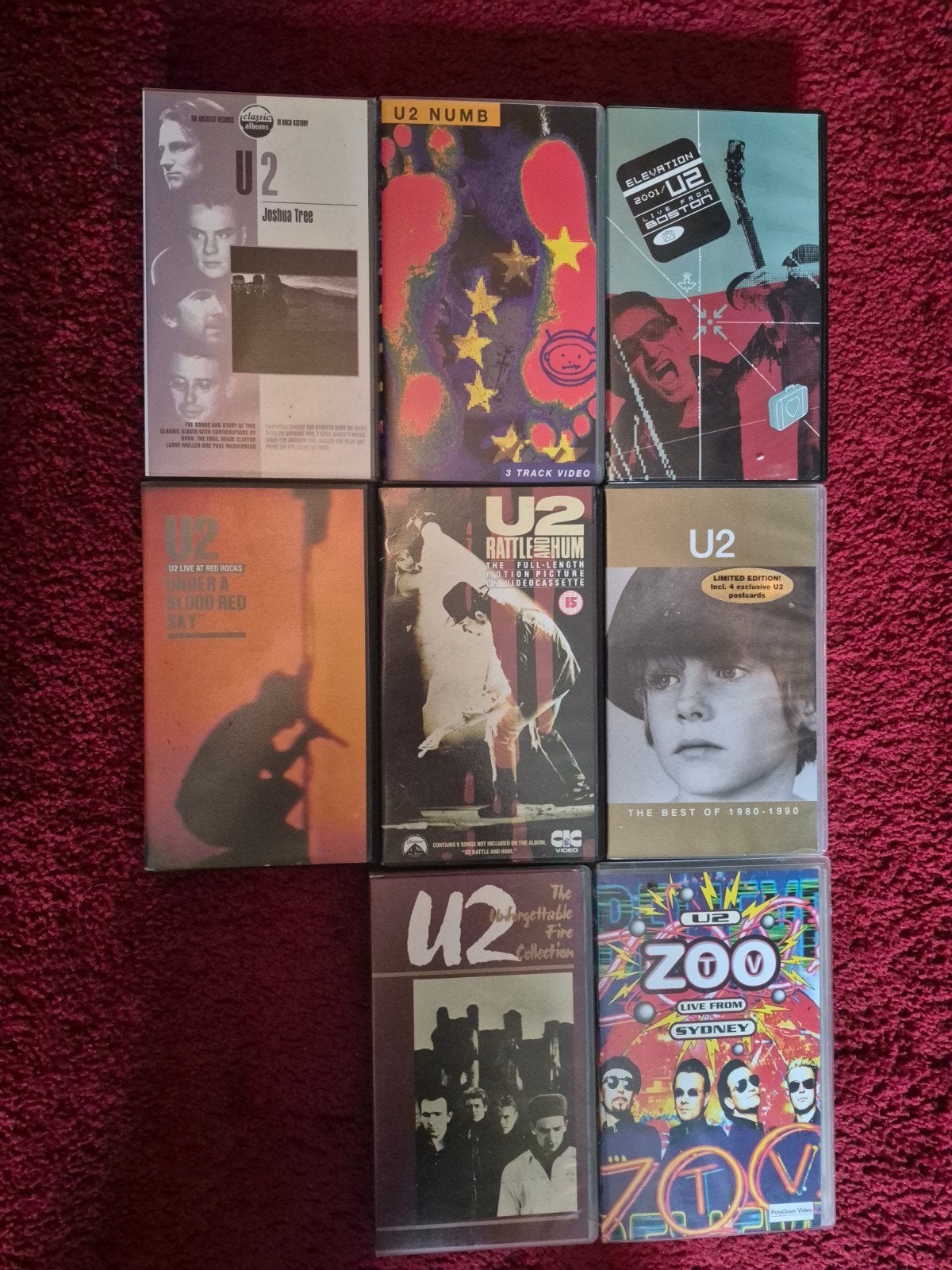 u2 video collectie 8x vhs orgineel, Verzamelen, Ophalen of Verzenden, Zo goed als nieuw
