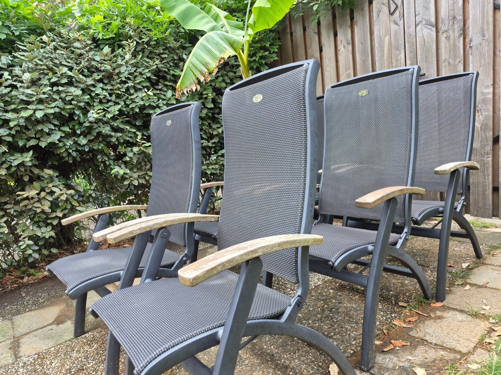 6 Hartman Da Vinci verstelbare tuinstoelen, Ophalen, Gebruikt, Aluminium, Verstelbaar