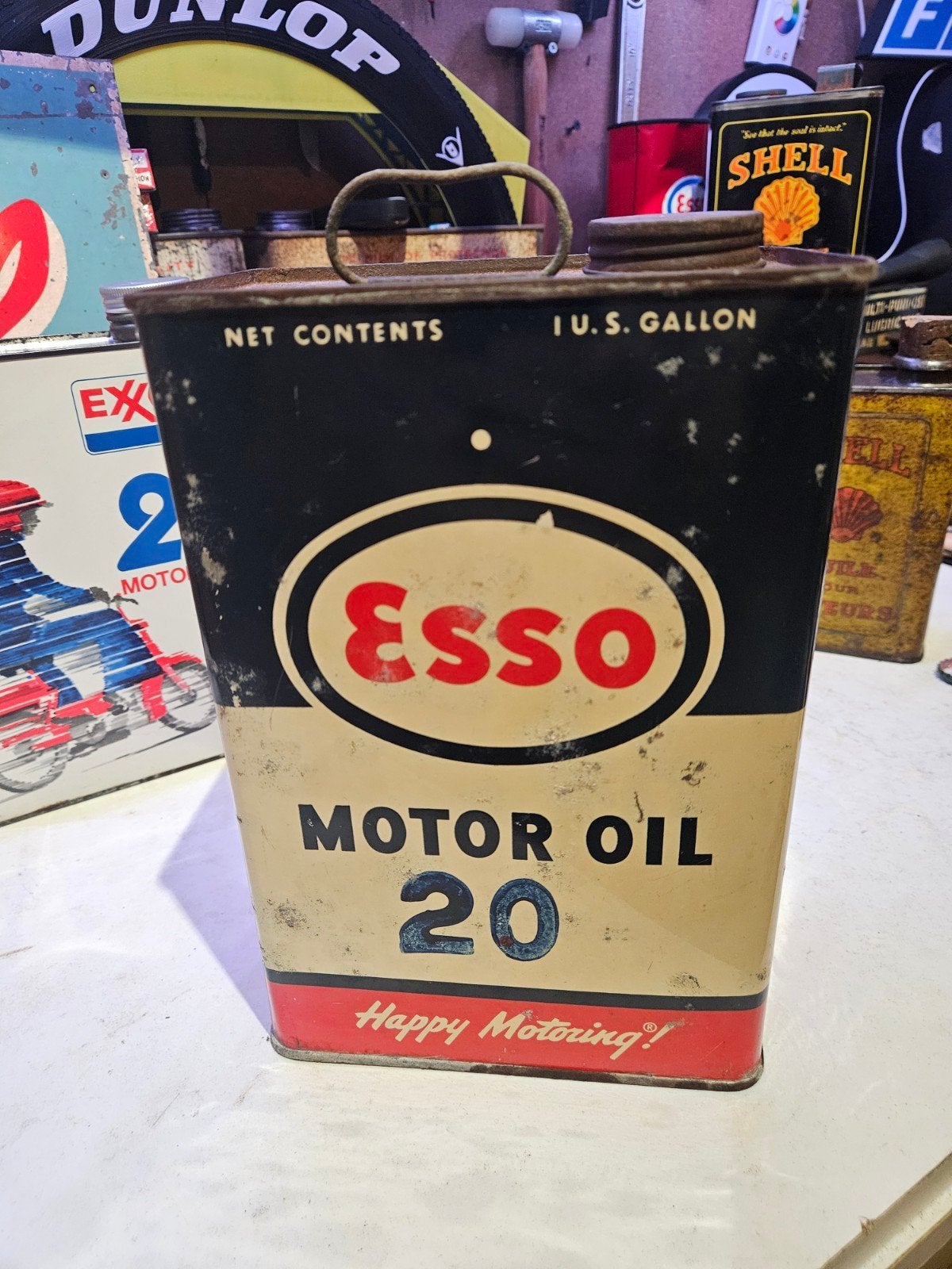ESSO Olieblik Happy Motoring 1 US Gallon Esso Standard, Ophalen of Verzenden, Gebruikt, Auto's