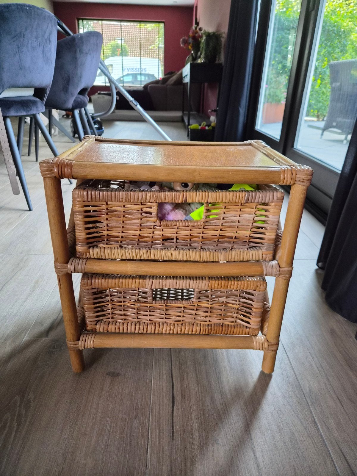 Z.g.a.n. rieten nachtkastje met 2 lades, Ophalen, Overige materialen, Minder dan 45 cm, 55 tot 70 cm