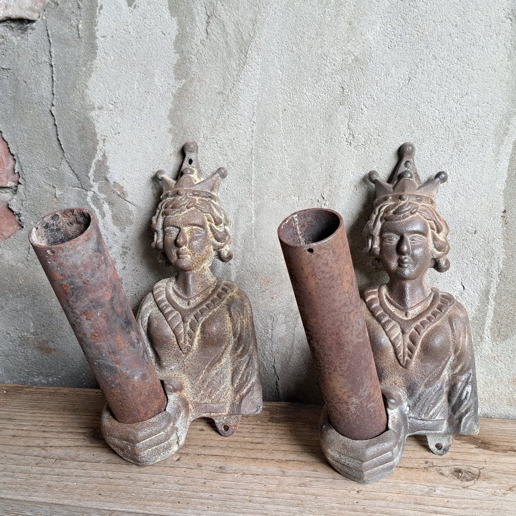 1x Gietijzeren vlaggenstokhouder 25x12cm 2-delig *Etage3*, Gebruikt, ., Ophalen of Verzenden, .