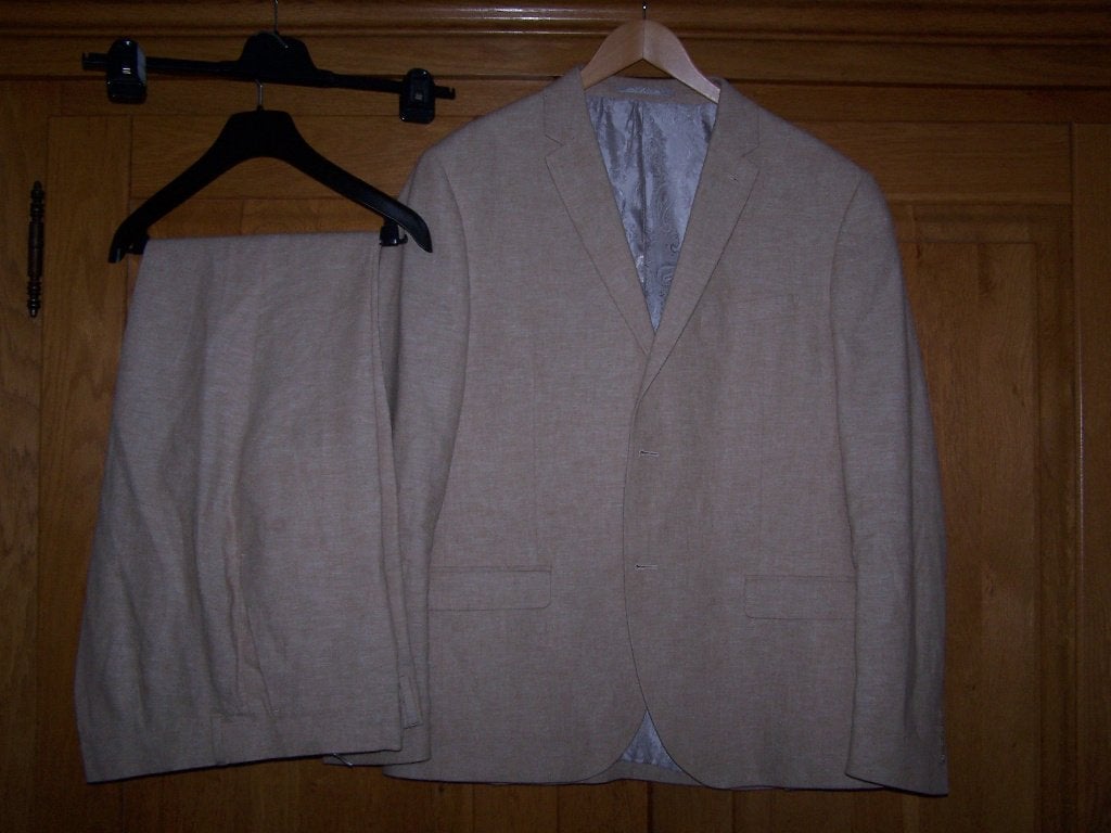 te koop: pak beige maat 56, 1xgedragen, Ophalen, Zo goed als nieuw, Maat 56/58 (XL), Beige