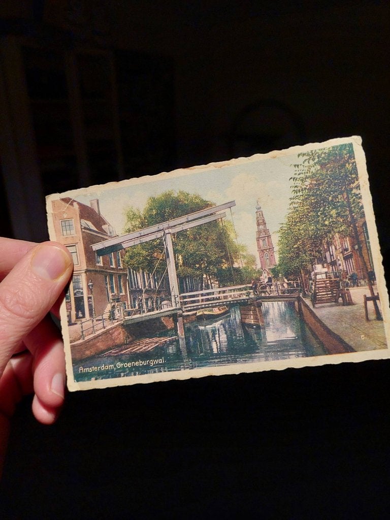 kaart Amsterdam Groeneburgwal, Ophalen of Verzenden, 1920 tot 1940, Gelopen, Stad of Dorp