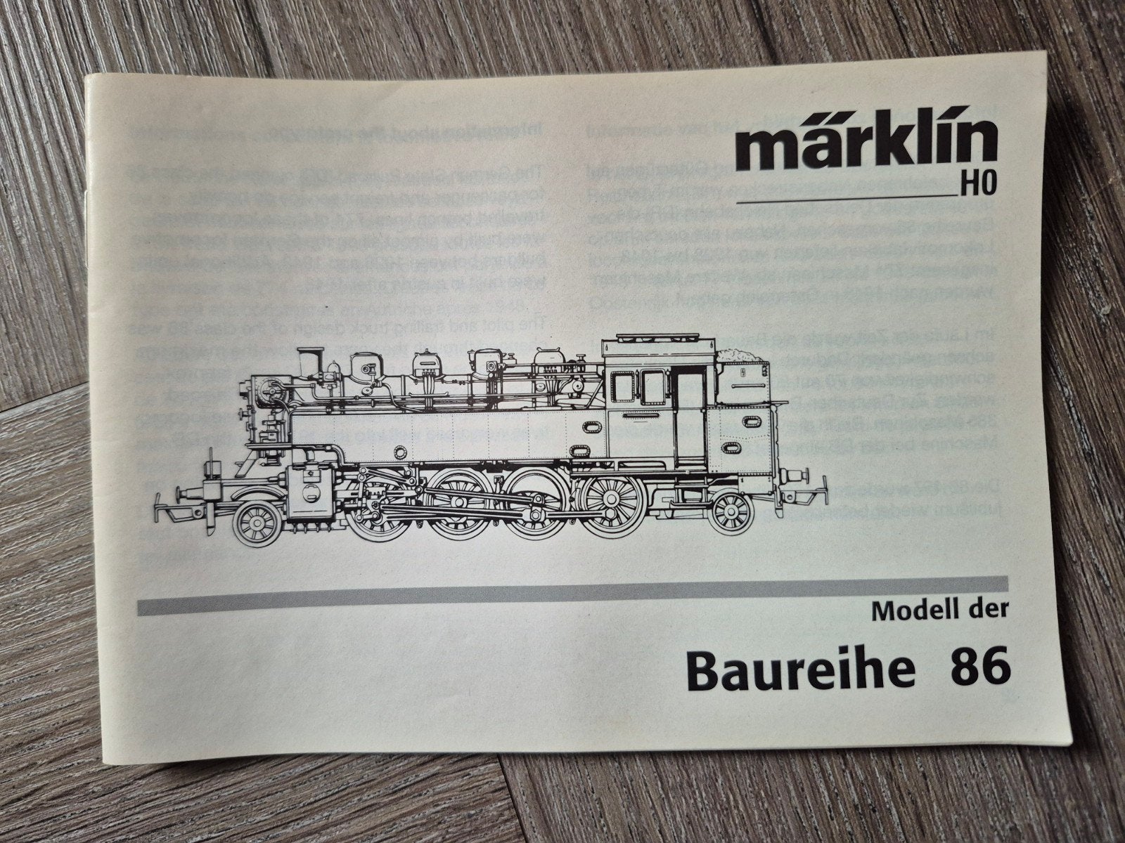 Marklin boekje van bouwserie 86/ modell der baureihe 86., Wisselstroom, Gebruikt, Märklin, Boek, Tijdschrift of Catalogus