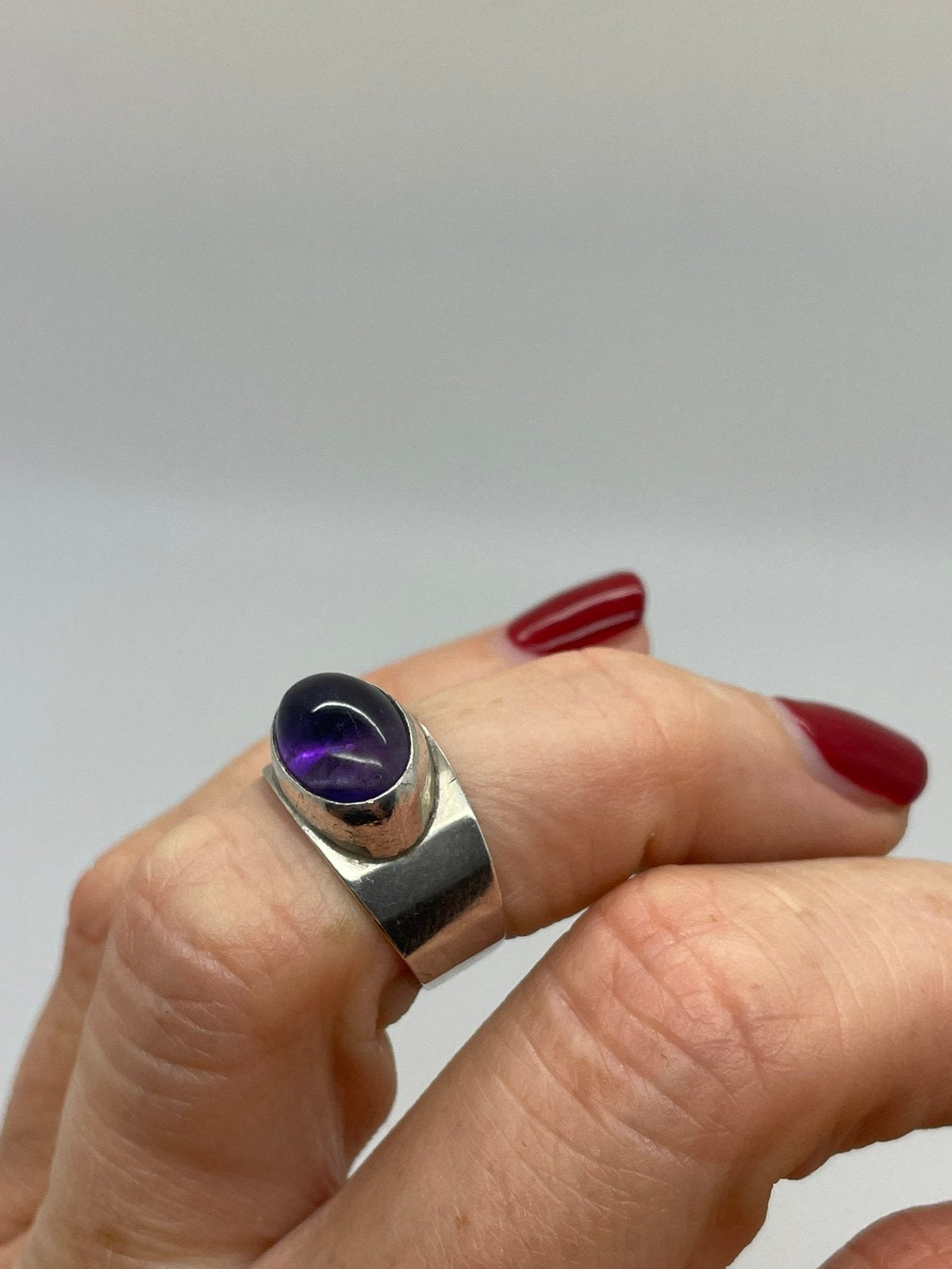 G376 Prachtige zilveren ring Georg Kramer amethist maat 16,5, Ophalen of Verzenden, Zilver, Ring, Met edelsteen