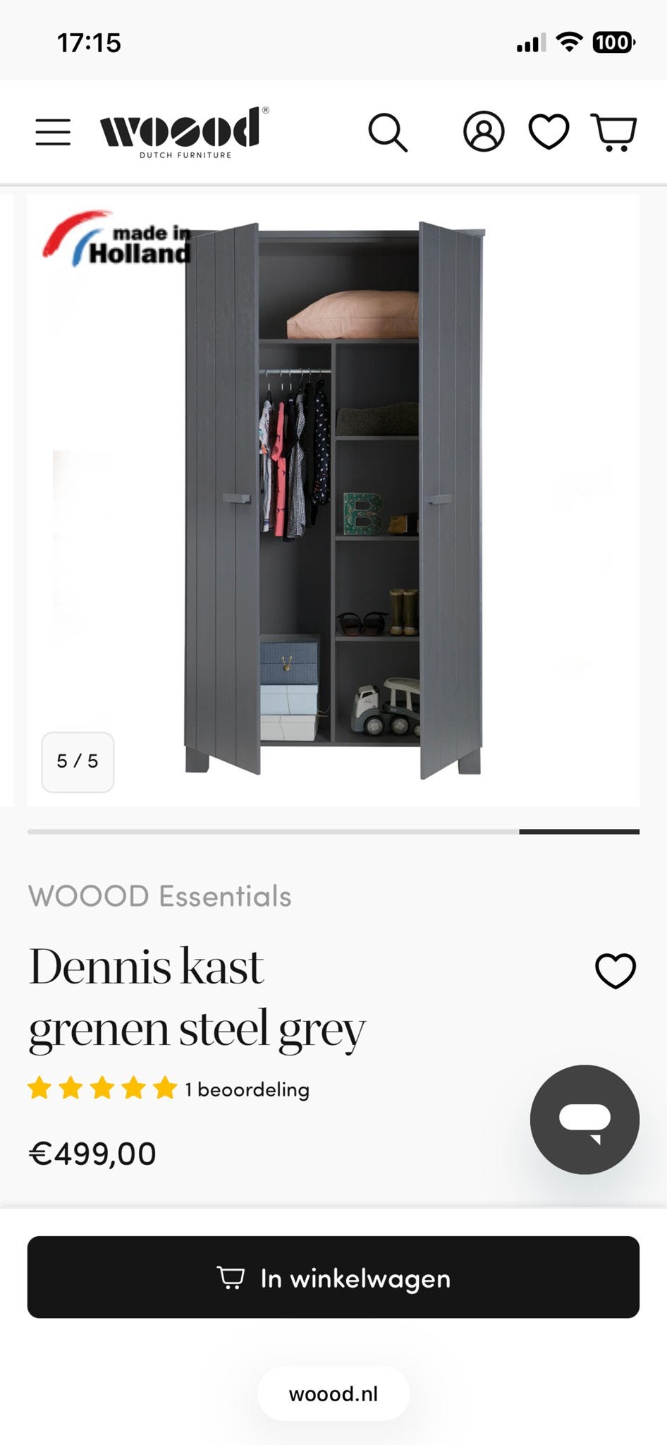 Complete WOOOD Dennis slaapkamer-steel grey, Ophalen, Zo goed als nieuw, Jongetje of Meisje