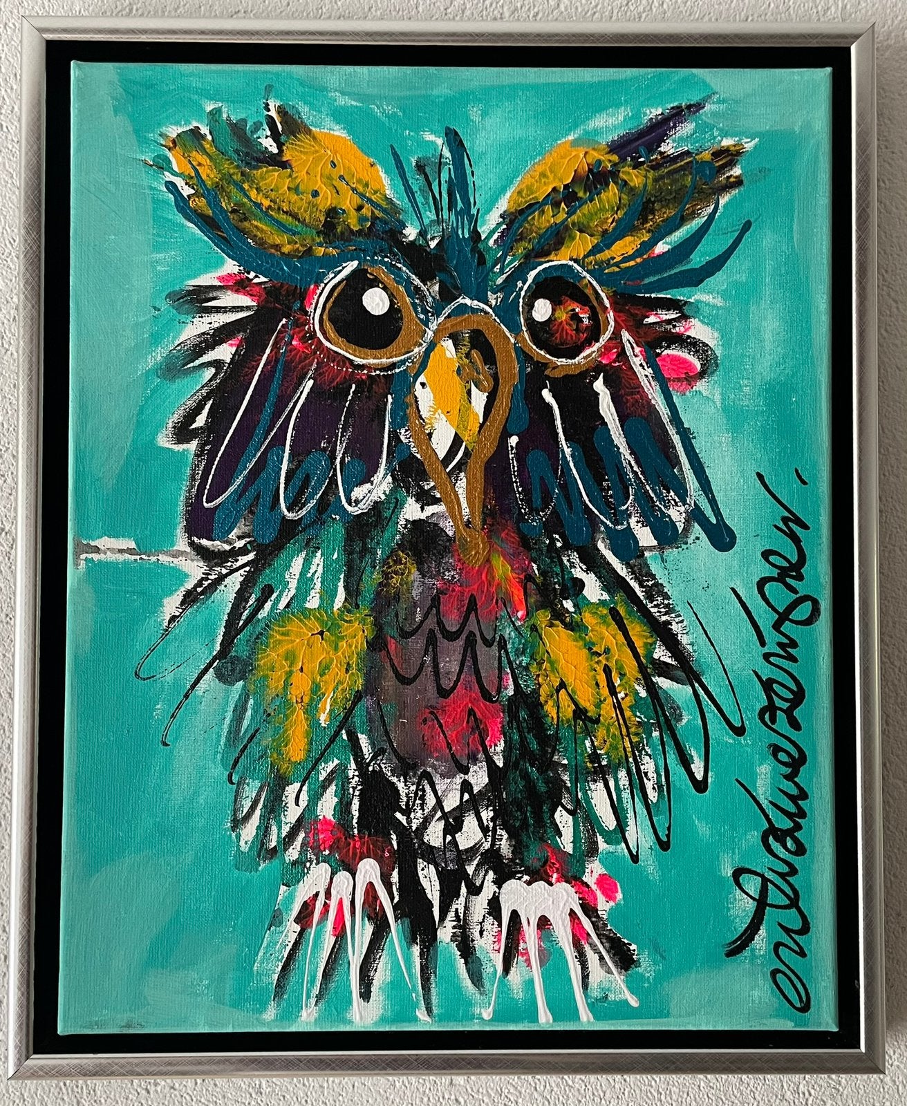 Origineel schilderij Erik Zwezerijnen Uil, Acrylverf, Ophalen of Verzenden, Overige materialen, Dieren