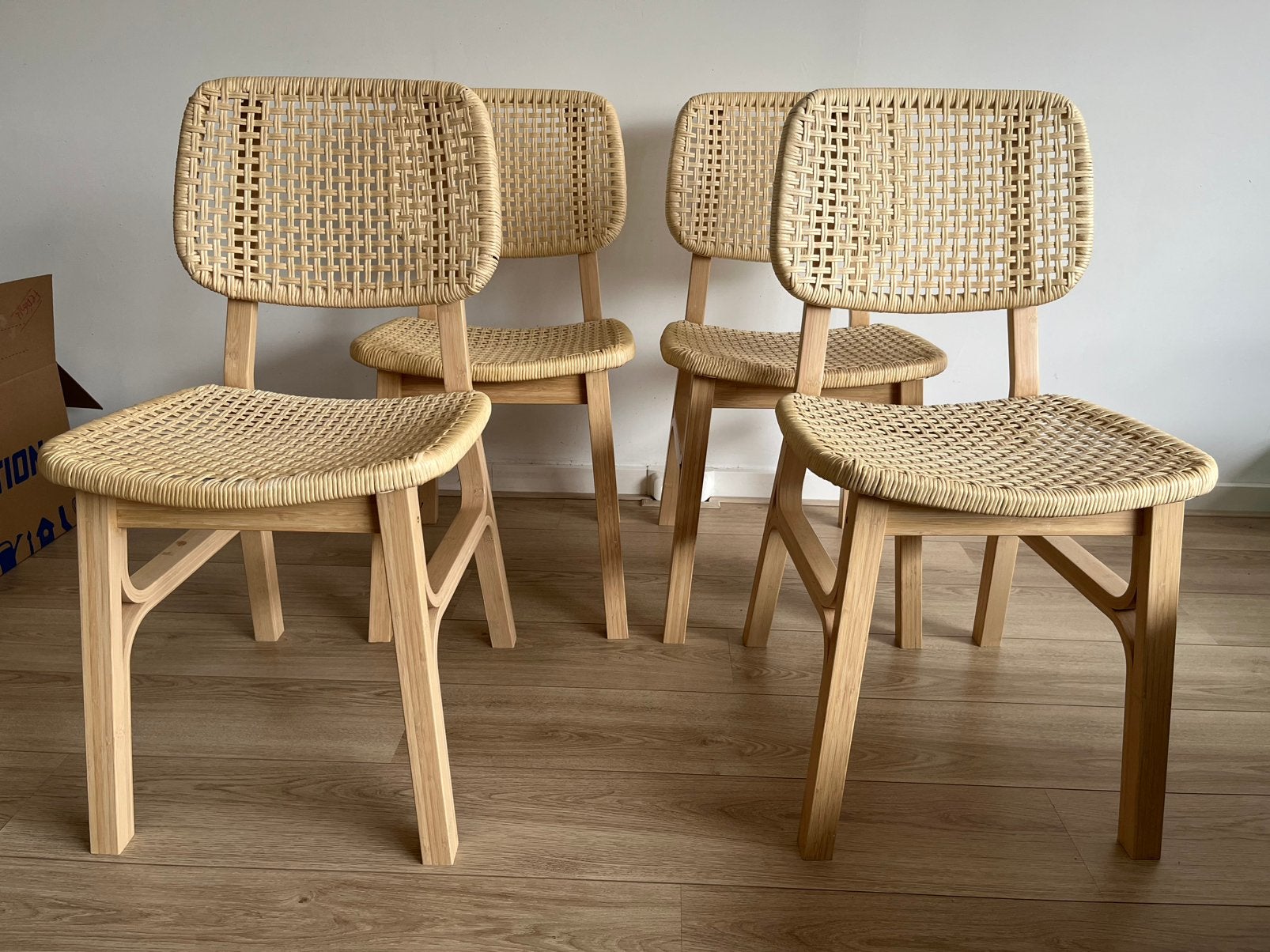 4x IKEA VOXLÖV eetkamerstoelen – licht bamboe, Huis en Inrichting, Overige materialen, Overige kleuren, Ophalen of Verzenden, Zo goed als nieuw