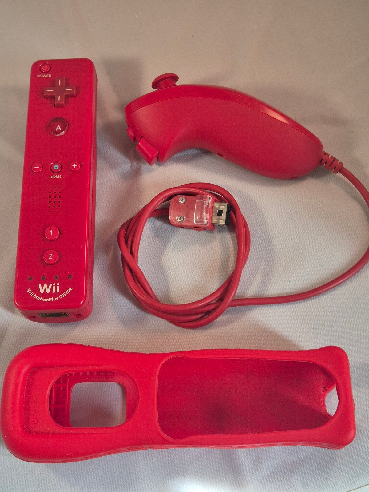 Rode Wii MotionPlus Inside Controller met Nunchuk, Spelcomputers en Games, Ophalen of Verzenden, Zo goed als nieuw, Met 1 controller