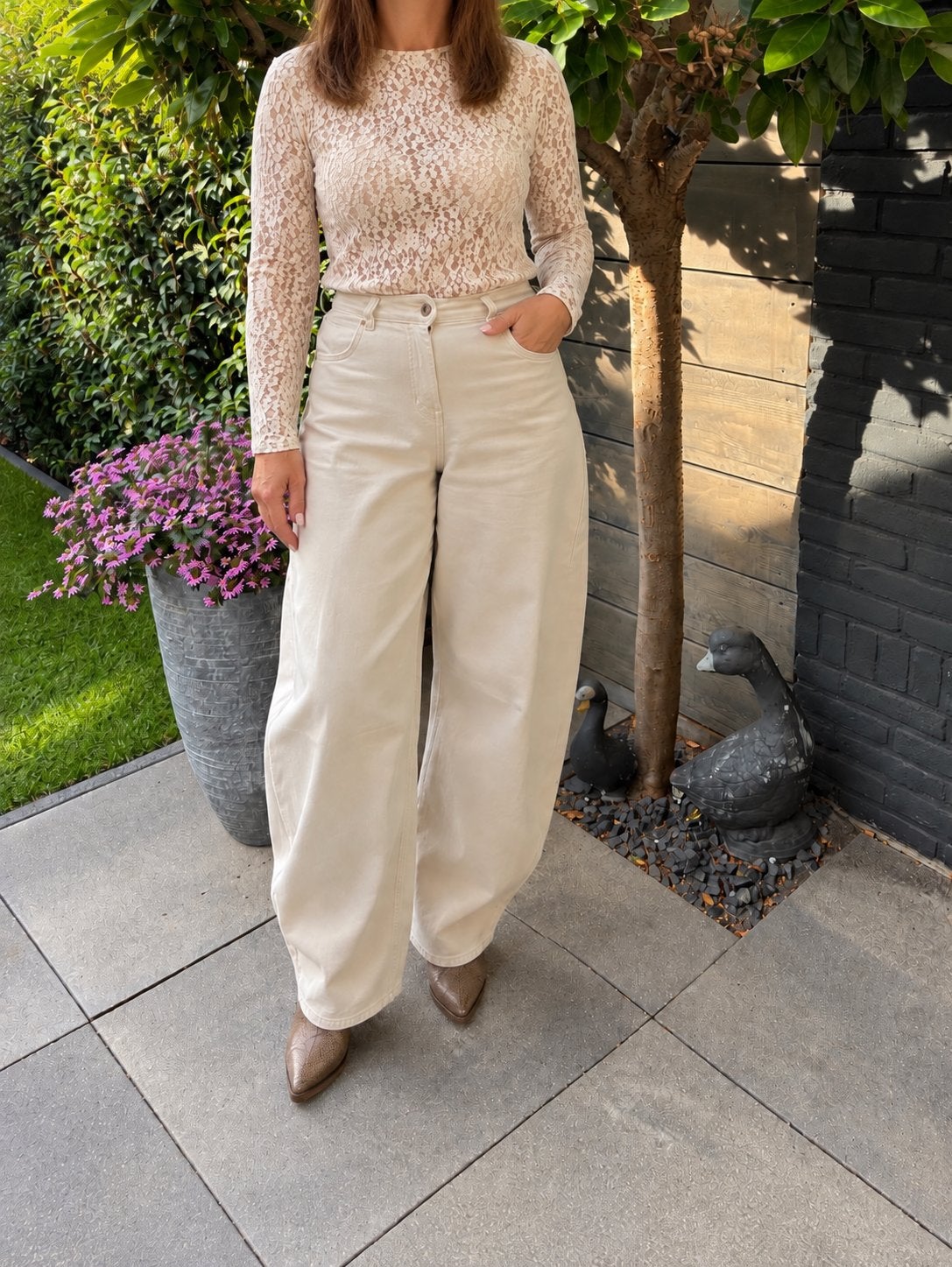 Novo&Karostar ballon jeans - Beige, hoog model, Verzenden, Nieuw