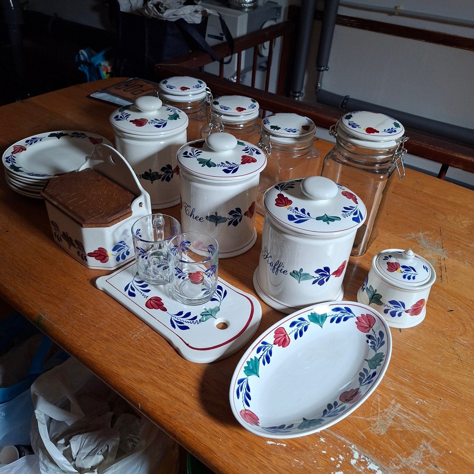 Boerenbont servies en voorraadpotten, Huis en Inrichting, Ophalen, Gebruikt, Overige merken, Keramiek