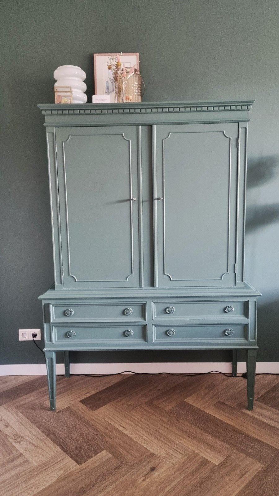 Vintage Groene Kast met Lades - Uniek Design, Antiek en Kunst, Antiek | Meubels | Kasten, Ophalen