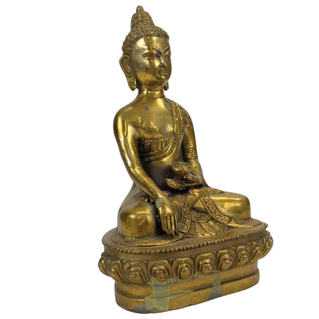 Boeddhabeeld – verguld brons – Bhumisparsha, Tibet, Ophalen of Verzenden, Beeld, Brons
