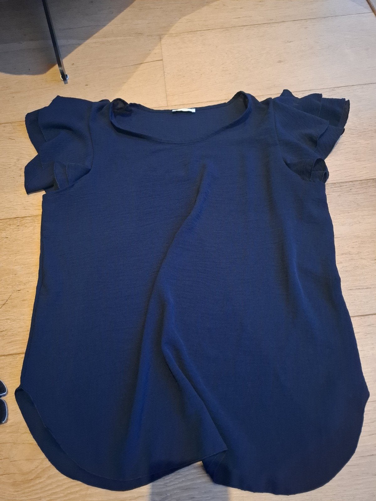 Donkerblauwe top met korte mouwen - Made in Italy, Maat 38/40 (M), Made in Italy, Blauw, Ophalen of Verzenden