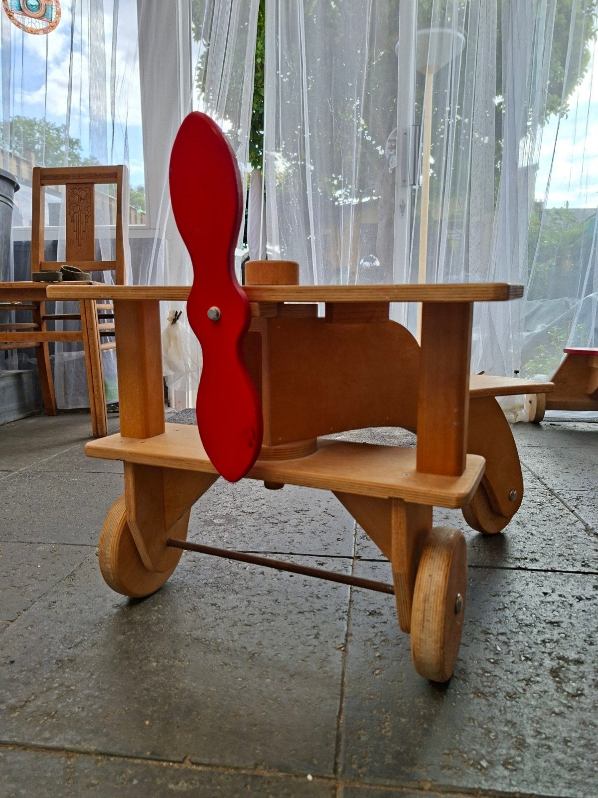 Houten vliegtuig loopfiets, Ophalen, Gebruikt, Ontdekken