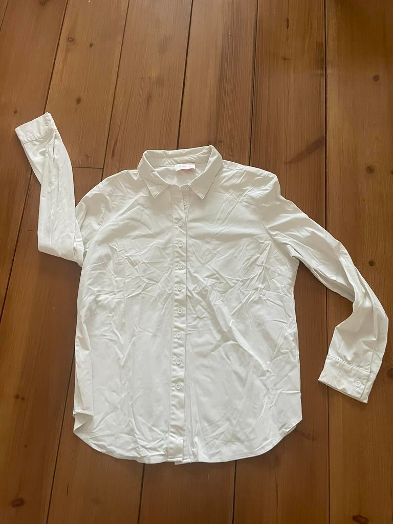 Leuke creme travelstof blouse Daelin, XL, Ophalen of Verzenden, Zo goed als nieuw, Maat 46/48 (XL) of groter, Beige