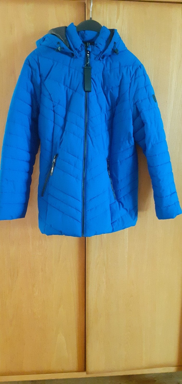 winterjas van District, Blauw, Maat 42/44 (L), Ophalen of Verzenden, Zo goed als nieuw
