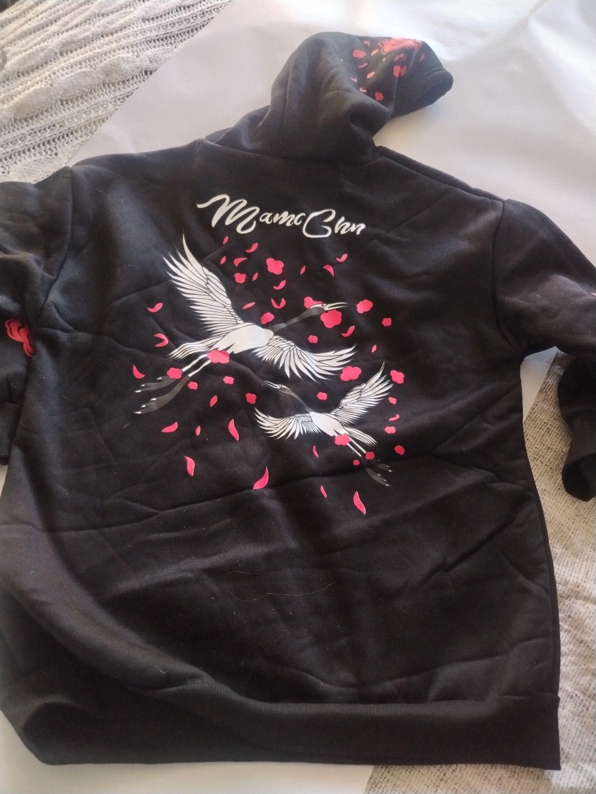 Japan stijl Zwarte hoodie met kraanvogelprint - Maat M Nieuw, Maat 38/40 (M), Zwart, Ophalen of Verzenden, Onbekend