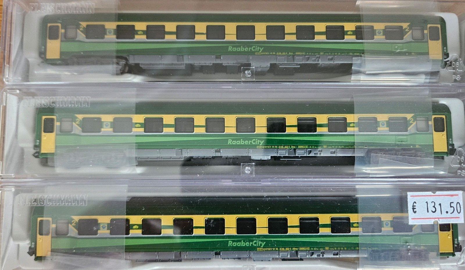 Fleischmann 3-delige Eurofima-Wagen set, GYSEV, Ophalen of Verzenden, Gelijkstroom, Wagon, Fleischmann