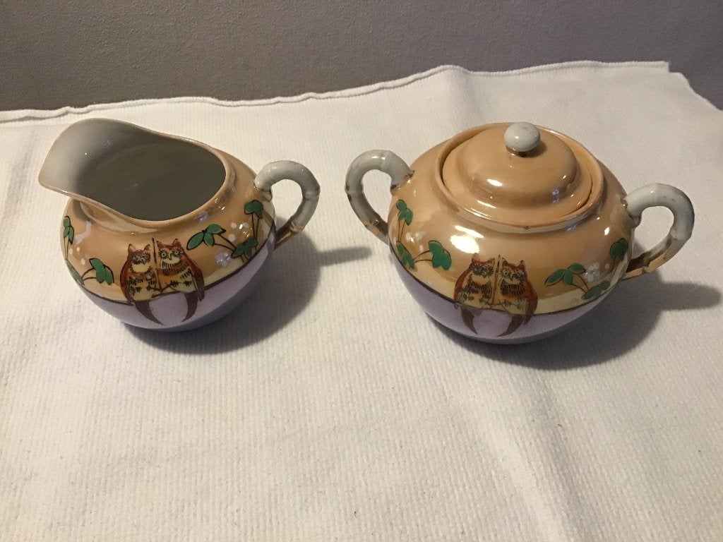 Thee servies met uilen Chinees vintage, Ophalen