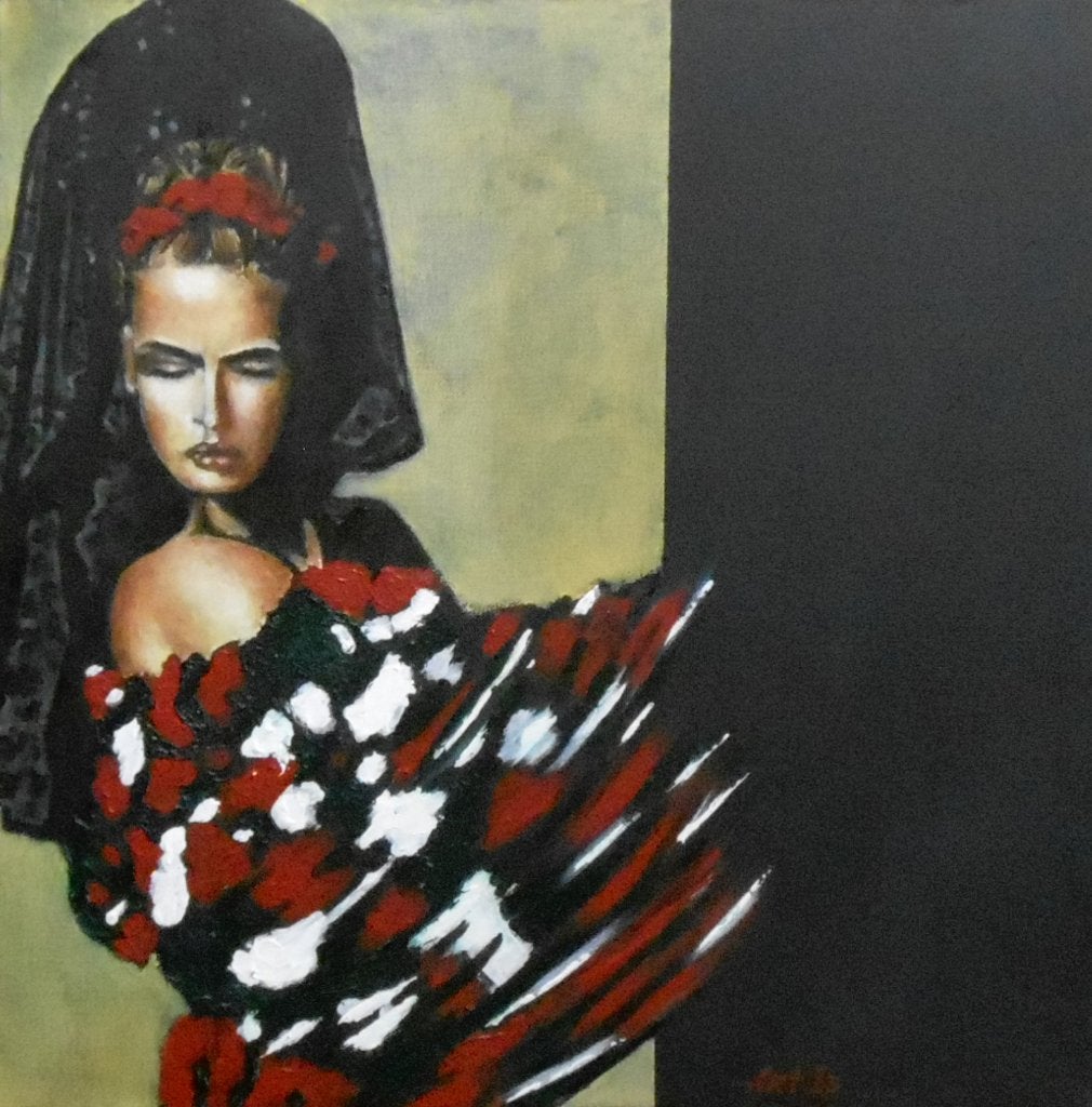 "Spaanse danseres" Schilderij, Verzenden, Olieverf, Handgeschilderd, Portret