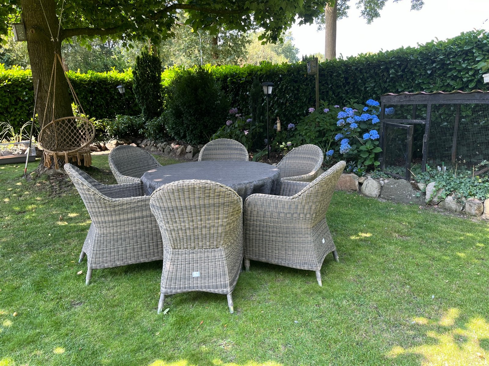 Tuinset met 6 stoelen en ronde tafel, Ophalen, Overige materialen, Gebruikt, Eettafel