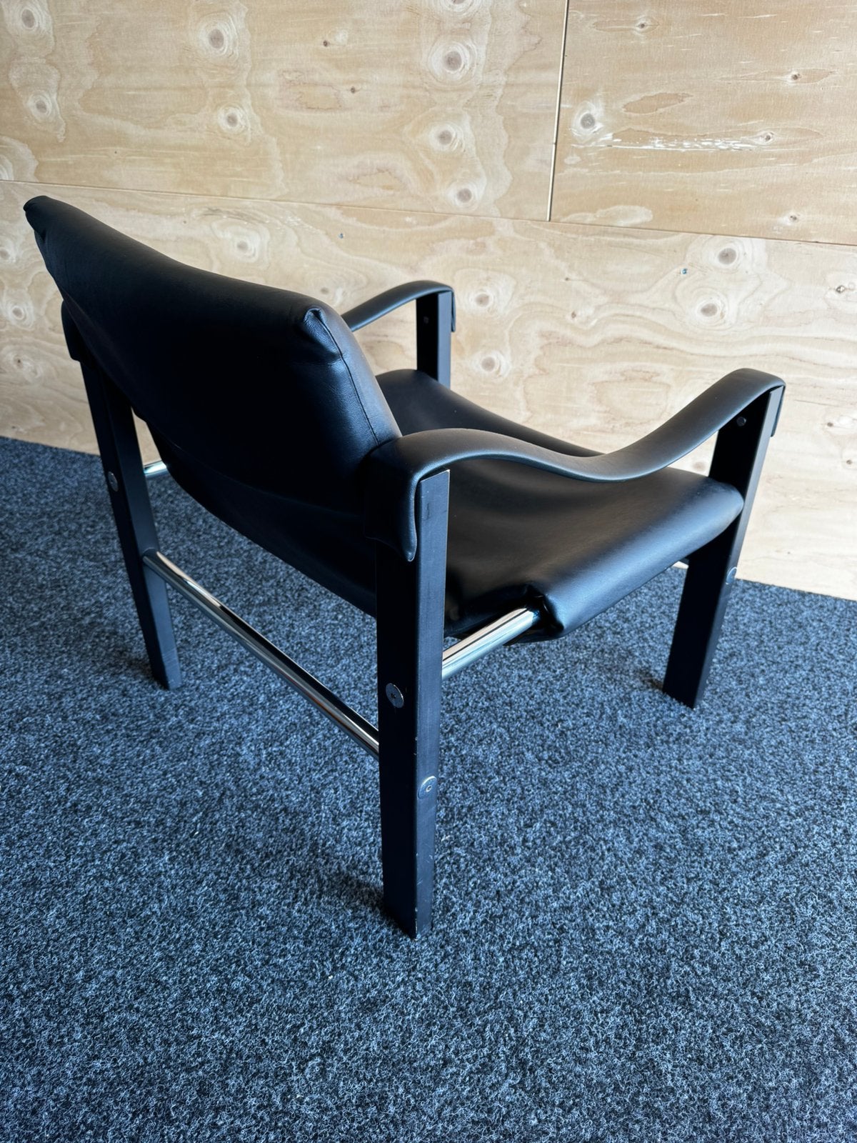 Zwarte design stoel type Safari van Arkana 60’s 70’s, Ophalen, Gebruikt, Hout, Zwart